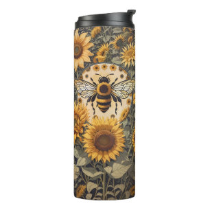 Termo Vintage Bee and Sunflowers