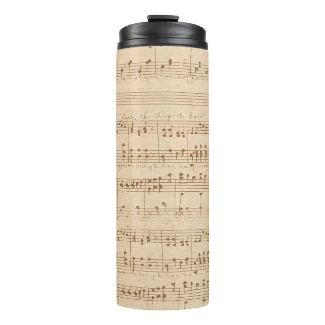 Termo Vintage beige music notes (Anverso)