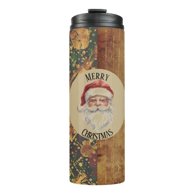 Termo Vintage, Christmas, Santa Claus, Red Gold Green  (Anverso)