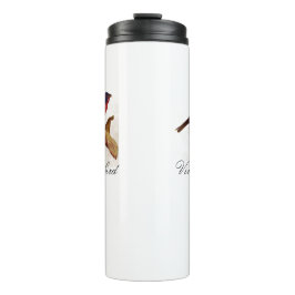 Termo Vintage Cute Rojo Brillante Pájaro y Foliage