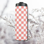 Termo Vintage de tablero de ajedrez negro rojo Pastel<br><div class="desc">Vintage de tablero de ajedrez rojo y blanco pastelero.</div>