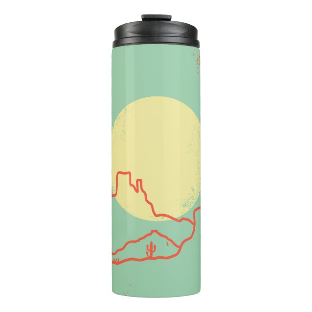 Termo Vintage Desert con Cactus y Cañón. (Anverso)