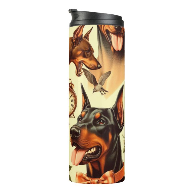 Termo Vintage Doberman Seamless Ilustracion (Rotado hacia la derecha)
