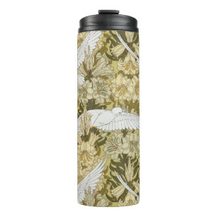 Termo Vintage Estampado Floral Verde Salvia Paloma y Lir