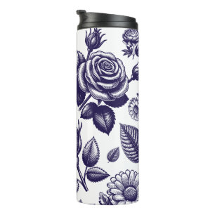 Termo Vintage floral azul de la marina