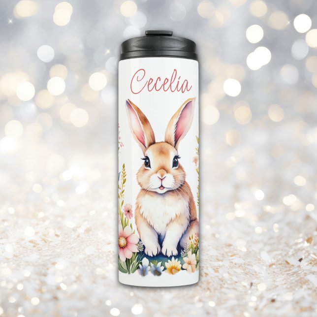 Termo Vintage Floral Easter Bunny Personalizado (Subido por el creador)