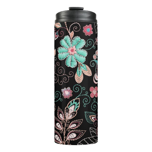 Termo Vintage Floral Embroidery Dark Pattern (Anverso)