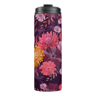 Termo Vintage floral: Esplendor de jardín otoñal