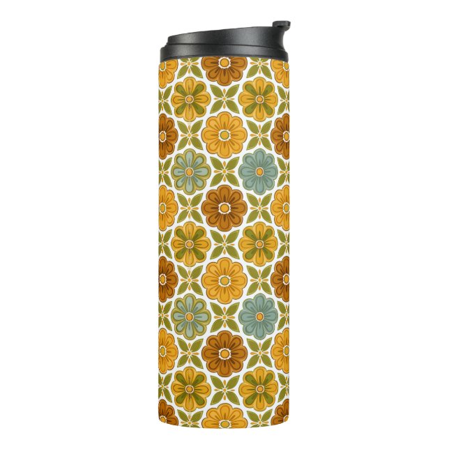 Termo Vintage Floral Pattern | 70's Sage & Ochre (Rotado hacia la izquierda)
