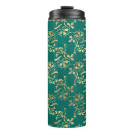 Termo Vintage Grunge Verde azulado y Foliage de Oro