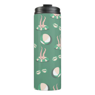 Termo vintage Iconos de temas de verano con un patrón de