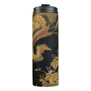 Termo Vintage japonés Phoenix Gold Black Bird