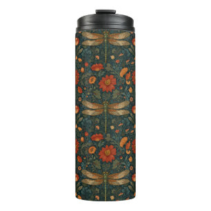 Termo Vintage libélula naranja vegetación floral moda bo