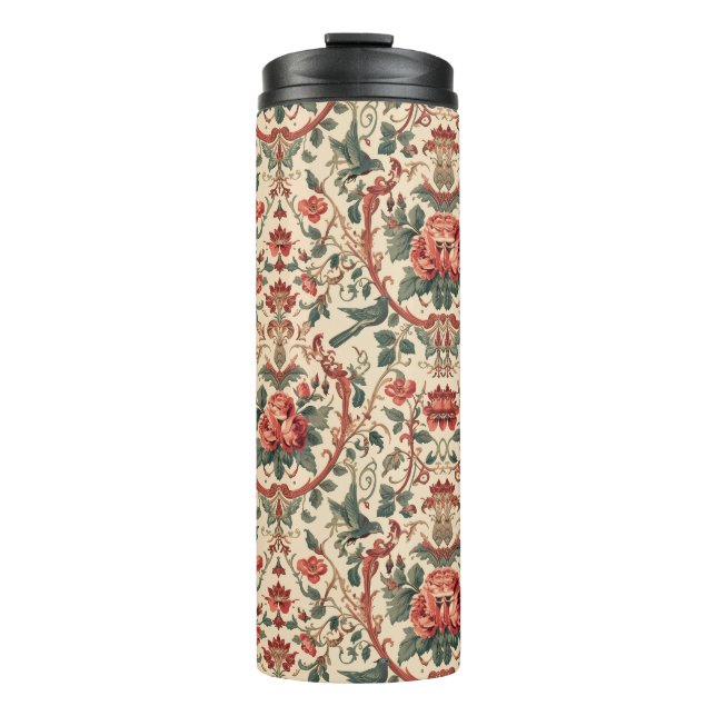 Termo Vintage Rose & Bird Pattern Romantic Art Nouveau (Anverso)