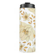 Vintage Watercolor Amarillo Marrón Patrón Floral
