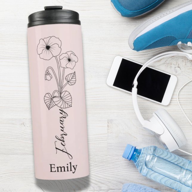 Termo Violet Biret Month Flower Flower Febrero (Bridesmaid Violet Birth Month Flower February Thermal Tumbler)