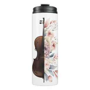 Termo Violín con flores.