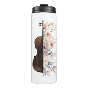 Termo Violín con flores.