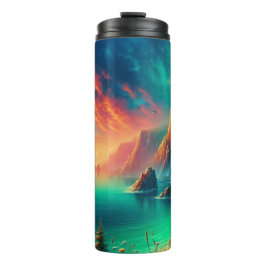 Termo Vivid Fiery Digital Coastal Sunset Lighthouse