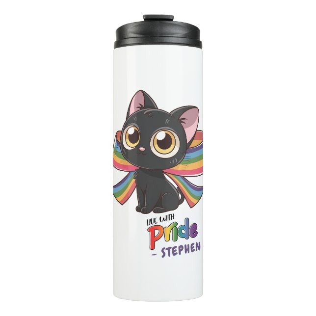 Termo Vivir con orgullo - Gato arcoiris Orgullo LGBTQ (Anverso)