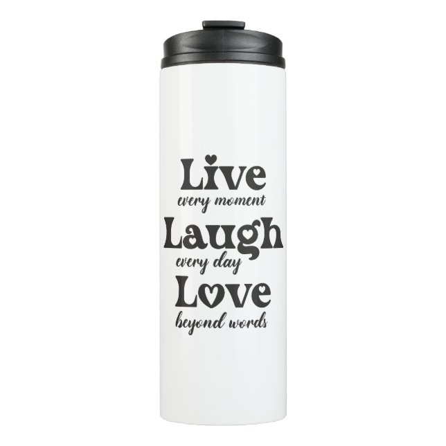 Termo vivir, reír, amar - tres hermosas palabras (Anverso)