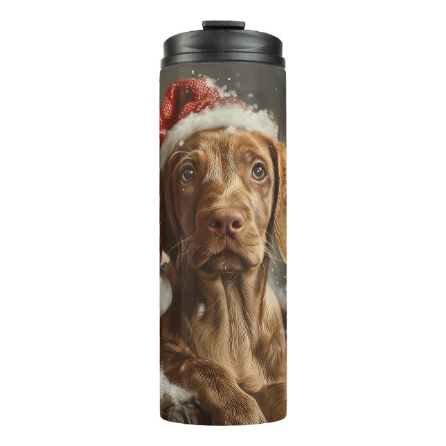 Termo Vizsla Perro Festivo de Navidad (Anverso)