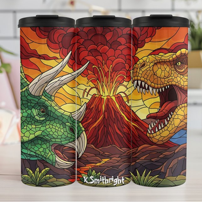 Termo Volcano Dinosaurs Stained Glass Battle (Subido por el creador)