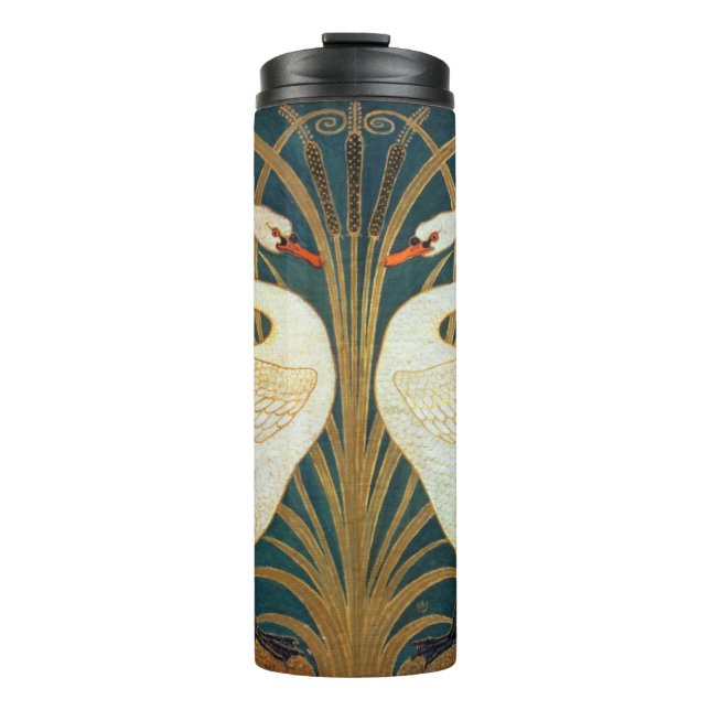 Termo Walter Crane Swan, Rush E Iris Art Nouveau (Anverso)