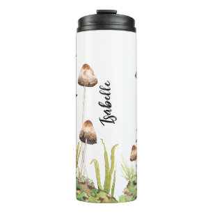 Termo Watercolor Brown Forest Mushrooms