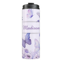 Watercolor Butterflies Wildflowers Garden Lilac