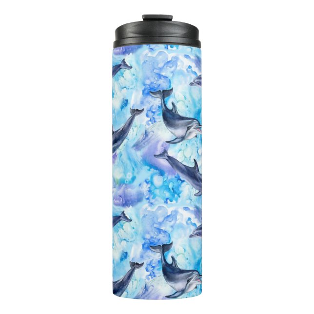 Termo watercolor dolphin fish seamless pattern (Anverso)