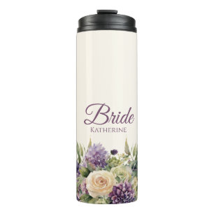 Termo Watercolor Flor Púrpura Bouquet-Bride-