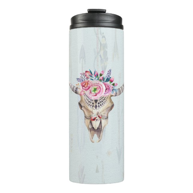 Termo Watercolor Multicololor Bull Skull (Anverso)