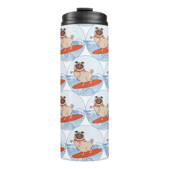 Termo Wave riding happy pug dog on surfboard  scarf band (Anverso)