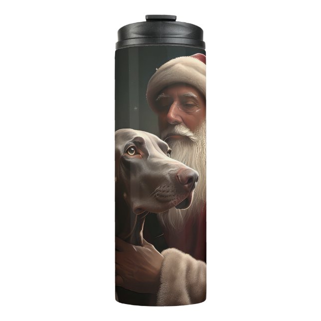 Termo Weimaraner Con Santa Claus Navideño (Anverso)