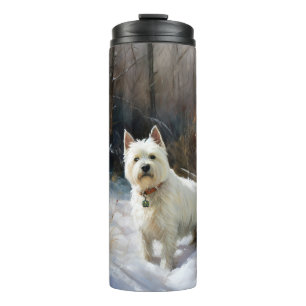 Termo West Highland White Terrier deja que nieve Navidad