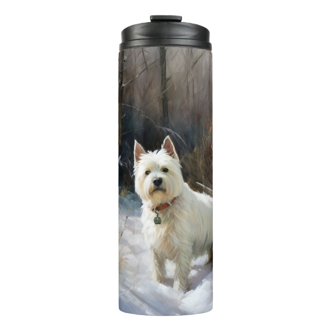 Termo West Highland White Terrier deja que nieve Navidad (Anverso)