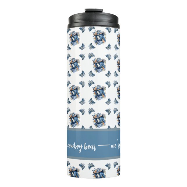 Termo Western Cowboy Bear - Blue Bear with Floral Bandan (Anverso)