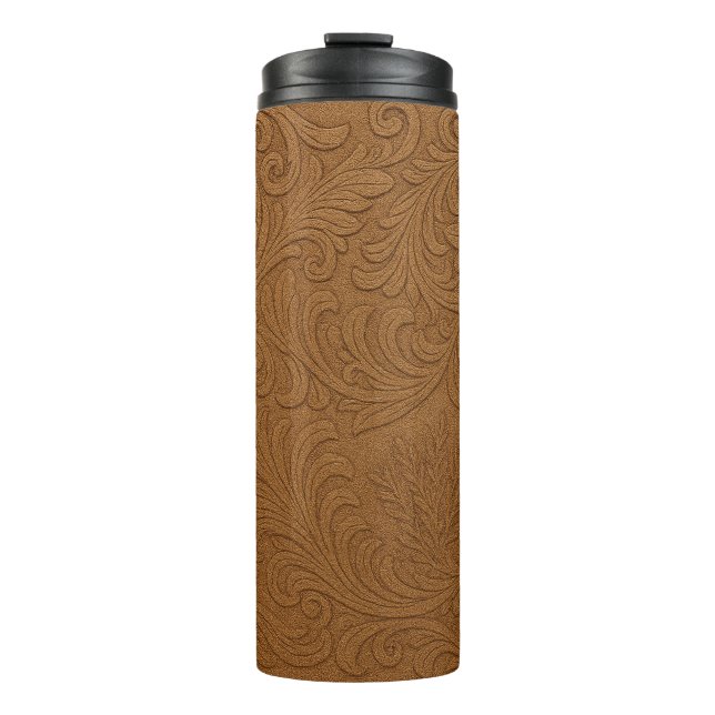 Termo Western Tooled Suede Leather Print Thermal Tumbler (Anverso)