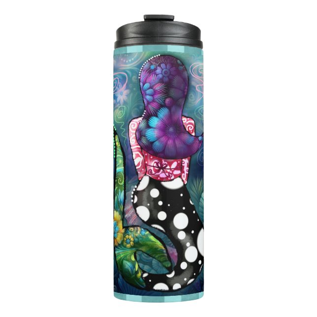 Termo Whimsical Abstract Mermaid Nautical Teal Seashells (Anverso)