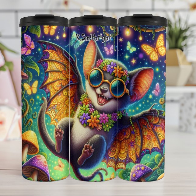 Termo Whimsical Bat con flor corona (Subido por el creador)