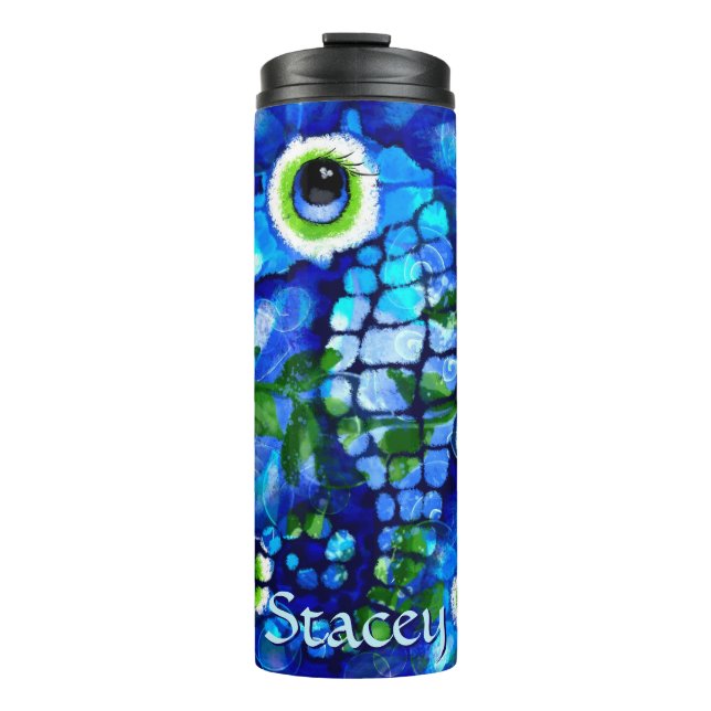 Termo Whimsical Big-Eyes Seahorse Art Blue Personalized (Anverso)