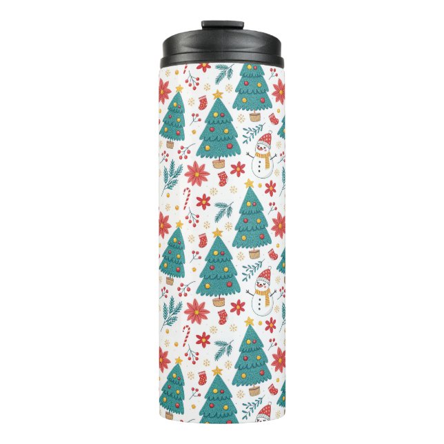 Termo Whimsical Christmas Tree and Snowman Holiday (Anverso)