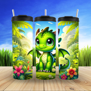 Termo Whimsical Cute Green Dragon Personalizado
