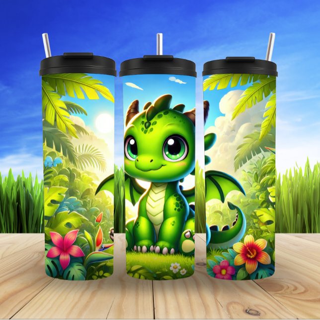 Termo Whimsical Cute Green Dragon Personalizado (Subido por el creador)