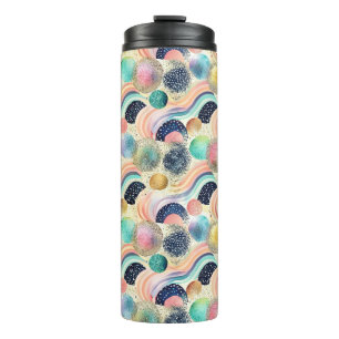 Termo Whimsical Pastel Rainbow Waves y Purpurina Resumen