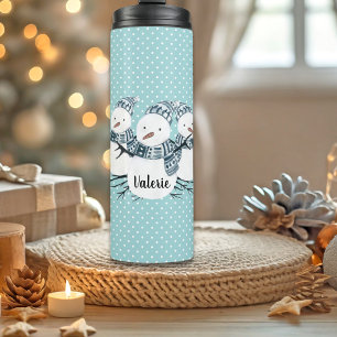 Termo Whimsical Snowmen Trio Winter Polka Dots