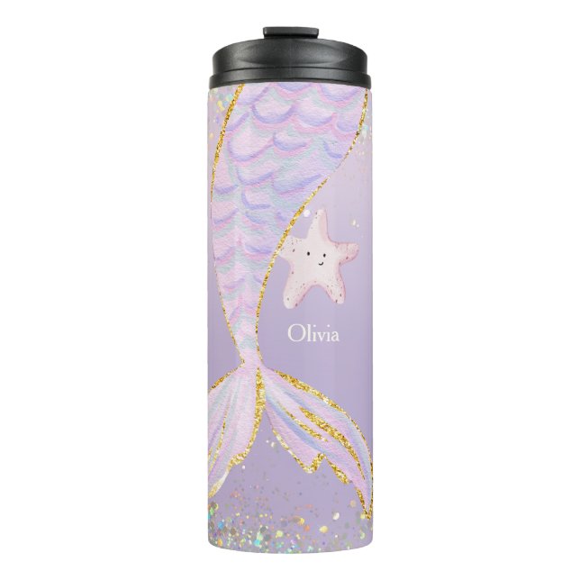 Termo Whimsical Watercolor Purpurina Mermaid (Anverso)