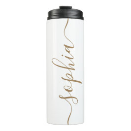 Termo White Gold Script Custom Name Thermal Tumbler