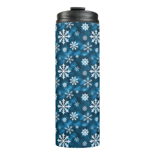 Termo White Snowflakes On Icy Blue Winter Background (Anverso)